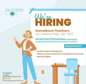 أعلنت حضانة Smart Care عن حاجتها إلى معلمة تعليم أطفال للعمل في الكويت علمآ أن الراتب ممتاز . وظائف تعليمية في الكويت