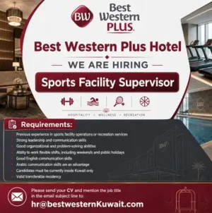 فندق فاخر في الكويت / مطلوب موظف أو موظفة للعمل بوظيفة مشرف صالة رياضية في فندق Best Western Plus في الكويت وبراتب ممتاز